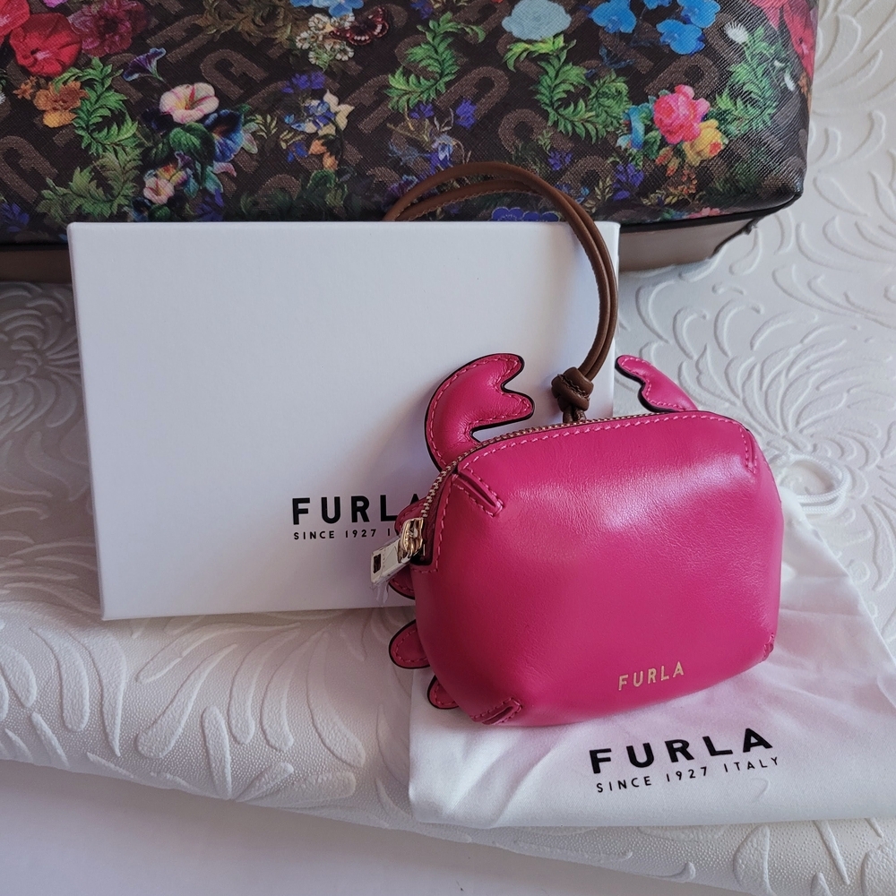 Furla Fuchsia Leather Mini Bag with Crab Design